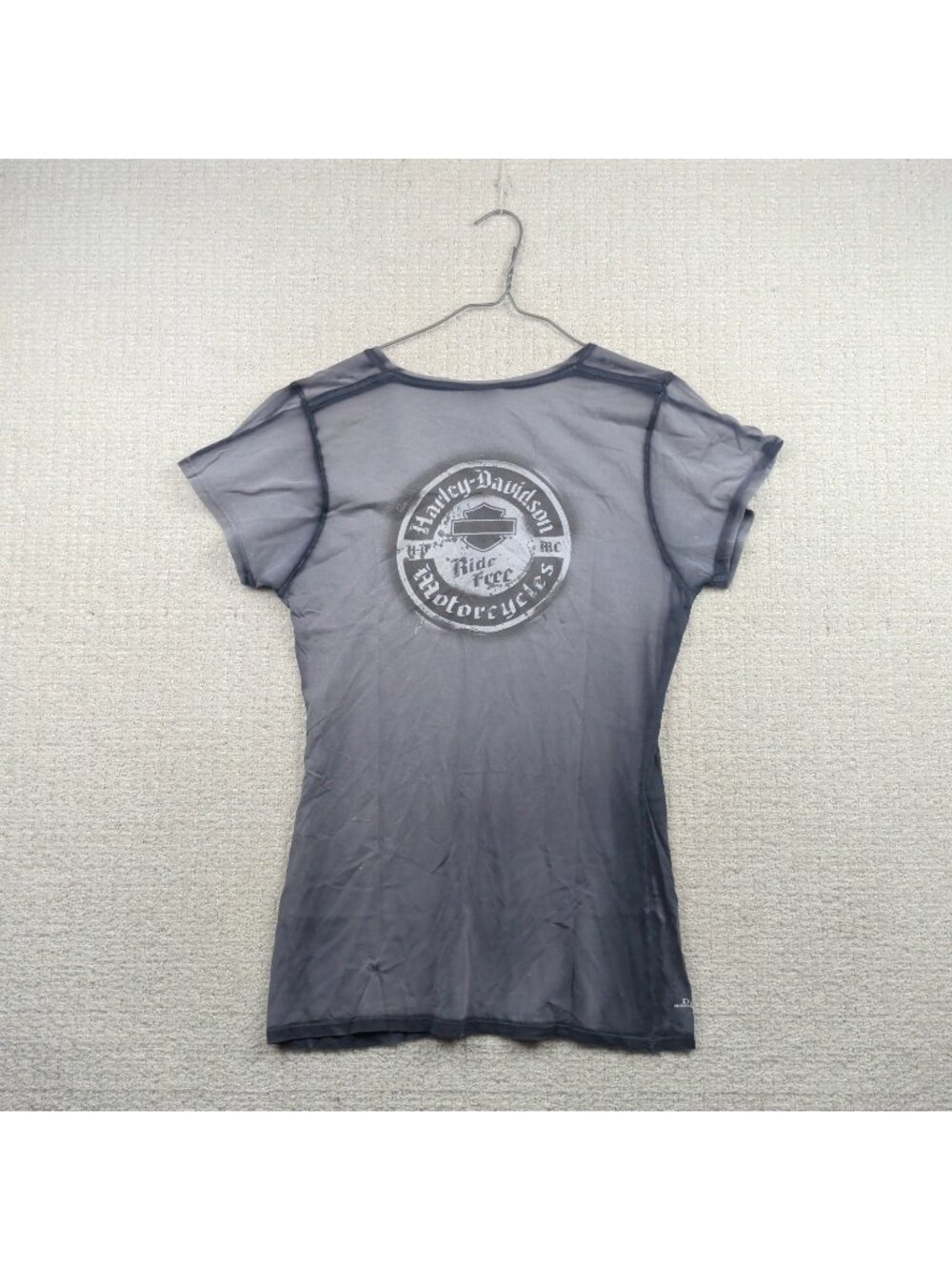 Y2K Harley Davidson Motorcycles Fitted Tshirt Faded Gray Grunge Goth Wom Sz L